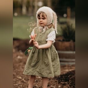 Canvas House Designs Green Pinafore + Floral Top, Size 8